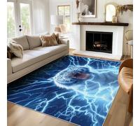 Tiger Lightning Rug, 50 x 80 cm, Blue Fantasy Animal Rugs for Living Room, Bedroom Decor Design Floor Carpet, Washable, Low Pile