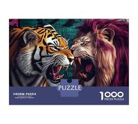 Tiger Lion 1000 Piece Jigsaw Puzzle Jigsaw Puzzle for Adults Confrontation Animal Artwork Relaxing Home Decor Gift 52x38cm/1000pcs