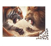 Tiger Lion 1000 Piece Jigsaw Puzzle Paper for Adults Animal Confrontation Puzzle Game for Family Relaxation Focus Gift 52x38cm/1000pcs