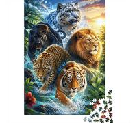 Tiger Lion Leopard 1000pcs Mini Puzzle For Adults Premium Paper