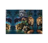 Tiger Lions and Leopard Printed Adult Fun Puzzle wooden puzzle in a plastic box with letters printed on the back home decor party toy