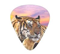 Tiger Lying On Wood Guitar Paddle Set Of 12, Suitable For Guitar, Yukri, 3 Thicknesses