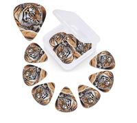 Tiger Lying on Wood Guitar Picks 12 Pack Plectrums with Organizer Box, 3 Different Thickness Includes Thin Medium Heavy Picks