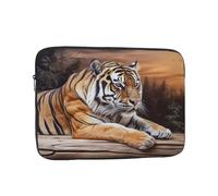 Tiger Lying on Wood Laptop Bag 15 inch Business Briefcase Gifts for Men Women Water Resistant Laptop Sleeve Carry On Laptop Case Shockproof Protective Computer Bag Notebook Case