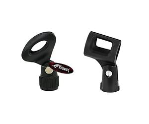 TIGER MCA93-BK Quick Release Microphone Clip Adjustable angle Mic Clip Standard 5/8" Thread Black & MCA84-BK Universal Rubber Grip Microphone Clip Black
