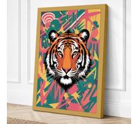 Tiger Meets Abstract Modern Canvas Wall Art Print 30x20 Inch (76 x 51 cm)