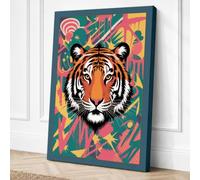 Tiger Meets Abstract Modern Canvas Wall Art Print 30x20 Inch (76 x 51 cm)