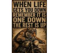 Tiger Metal Sign When Life Gets You Down Remember It Is One Down The Rest Is Up Vintage Tin Sign for Motorcycle Garage Biker Bar Man Cave Wall Decor 8x12Inch