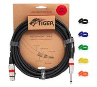 TIGER MIC6-06 Microphone Cable - 6 Metre / 20 Foot Female XLR to 6.35mm / 1/4 Inch Jack - Low-Noise Unbalanced Instrument Cable with Interchangeable Coloured Loops