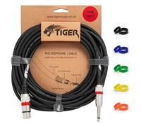 TIGER MIC6-10 Microphone Cable - 10 Metre / 30 Foot Female XLR to 6.35mm / 1/4 Inch Jack - Low-Noise Unbalanced Instrument Cable with Interchangeable Coloured Loops