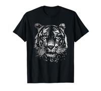 Tiger Monochrome Style Head Silhouette Animal Wildlife T-Shirt