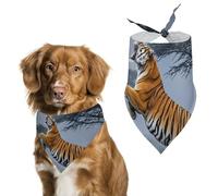 Tiger Moon Dog Bandanas for Feeding Grooming, Triangle Pet Bibs Washable Pets Scarf for Cats & Dogs