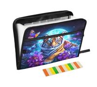 Tiger Moon Flower Expanding File Folder A4,13 Pockets File Organiser, Paperwork A4 Plastic Wallet Document Storage Expander for School,Office and Home