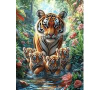 Tiger Mother And Cub 1000 Pieces Set Classic Jigsaw Puzzle Animal Pets Couple Puzzle Partners Mind Relaxation Wall Decor Easter New Year Premium Cardboard 1000 PCS