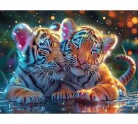 Tiger Mother And Cub 500 Piece Complete Jigsaw Puzzle Set Dreamy Scenic Fauna Teens Beginners Educational Challenge Puzzle Fans Group Play Anniversary Quality Material 500 PCS
