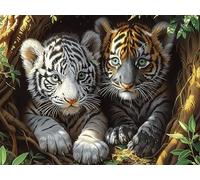 Tiger Mother And Cub 500 Piece Premium Jigsaw Puzzle Magical Cosmic Creatures Adult Jigsaws Educational Game Hobby Home Decor Winter Gift Durable Wooden Cardboard 500 PCS/52×38cm