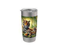 Tiger Mother with Two Cubs, Jungle Cats Stainless Steel Insulated Tumbler