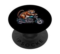 Tiger Motorcycle Rider On The Open Road PopSockets Adhesive PopGrip