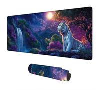 Tiger Mouse Mat Large 800x400 mm Gaming Mouse Pad Landscape Mousepad Waterproof Desk Pad Keyboard Mat for Computer Accessories Mousemat with Non-Slip Base Stitched Edges for Gifts for Men Office J-25