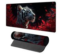 Tiger Mouse Mat, Mouse Pad 1600x800x3mm, Desk Mat Large, XXL Gaming Mousepad, Desk Accessories Keyboard Pad, Office Accessories Gaming Mousemat, for Computers Laptop Office Large Mousemat, Red 2-3758