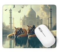 Tiger Mouse Mat, Small Mouse Pad Castle Waterproof Gaming Mousepad, Mini Desk Mat 25 x 21 cm with Anti-Slip Base, Stitched Edges Mousepad, Keyboard, Mousemats for Desk, Gifts for Women p1j-904