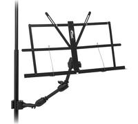 Tiger MSA32-BK Clamp-On Foldable Music Bookplate with Dual 360˚ Ball-Joint Arms - 51cmx23cm Plate, 1.9cm Lip, 40cm Max Reach, Universal Clamp with Removable Brackets - Detachable Arms, Portable