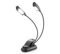 TIGER MSL35-6RC Clip-On Dual Head Music Stand Light with 6x LEDs - Portable with Flexible Gooseneck and Individual On/Off Dim Settings - USB-C Rechargeable