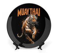 Tiger Muay Thai Funny Decorative Plate Ceramic Ornaments 7inch