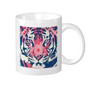 Tiger Mug Set of 1 Watercolour Print Art Painting Beautiful Tiger Head Aesthetic Pink White Black Ceramic Decoration Light Weight Outdoor School Camping Room