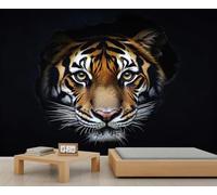 Tiger Mural Tiger Wallpaper Animal Wall Mural Statement Wall Restaurant Diner Large-Scale Art Decor Photo Panoramic Accent (Non-self-Adhesive)