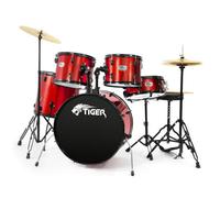 Tiger Music Distribution Ltd Full Size Acoustic Drum Kit, 5 Piece Drum Set With Stands & Cymbals