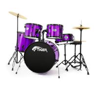 Tiger Music Distribution Ltd Full Size Acoustic Drum Kit, 5 Piece Drum Set With Stands & Cymbals