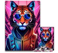Tiger Neon Style Jigsaw Puzzles for Adults 1000 Piece Jigsaw Puzzles for Adults Adult Game Gift Family Interactive Game Brain Challenge Gift 1000 PCS(38x26cm)