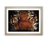 Tiger No.5 Modern CB Framed Print | A4 Oak Framed Wall Art | Ready to Hang | Modern Animal Picture | Living Room Bedroom Lounge Office