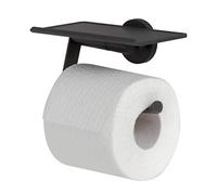 Tiger Noon Toilet Roll Holder with Shelf, Black, 15 x 8.5 x 9.5 cm