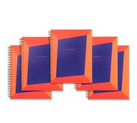 Tiger Notes Bevel Series Spiral Notebook Combo, Pack of 5 | Ruled, A4 Size (297 x 210 mm) | 250 Pages, 68 GSM Paper | Soft Cover, Wiro Bound | School, College, Office Use | Orange - Blue