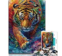 Tiger Oil Painting Jigsaw Puzzles for Adults 1000 Piece Puzzle,Help The Brain Exercise Addictive Toys to Cultivate Patience A Work of Art 38x26cm