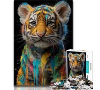 Tiger Oil Painting Jigsaw Puzzles for Teenagers 1000 Piece Puzzle,Help The Brain Exercise Addictive Toys to Cultivate Patience A Work of Art 38x26cm