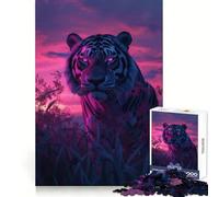 Tiger On Aesthetic Sunset Jigsaw Puzzles 1000 Pieces for Adults Boost Recall Relax Mind Accurate Edge Santa Wish List 38x26cm