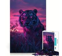 Tiger On Aesthetic Sunset Jigsaw Puzzles for Teenagers 1000 Piece Mind Skill Toy Simple Fun Design Assembly Memorable Gift 50x75cm
