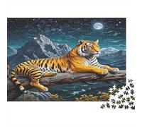 Tiger on Rock Moonlit 1000pcs Jigsaw Puzzle for Adults 12+, Premium Paper, Snowy Tiger, Mental Workout Activity, Family Fun, Improves Problem-Solving & Memory for All Ages 38x26cm/1000pcs
