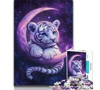 Tiger on The Moon Jigsaw Puzzles for Adults Teenagers Jigsaws Puzzle,Relax Games Is Ideal As A Gift for The Whole Family 38x26cm