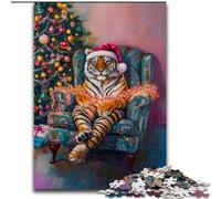 Tiger on The Sofa Jigsaw Puzzles for Adults, Brain Intelligence Challenge Addictive Toys Birthday Gifts for Age 14+ (26x38cm)