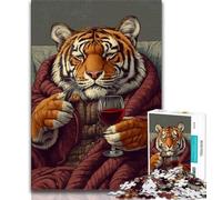 Tiger on The Sofa Jigsaw Puzzles for Teenagers 1000 Jigsaws,Staycation Kill Time Every Piece Is Unique - Challenging Family Fun Game 50x75cm