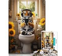 Tiger on The Toilet 1000 Piece Jigsaw Puzzle for Adults And Teenagers,Fun Games Every Piece Is Unique - Challenging Family Fun Game (38x26cm)