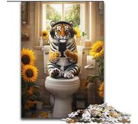 Tiger on The Toilet Jigsaw Puzzles for Adults 1000 Piece Puzzle, for Age 14+ Fun Games Fun Activities at Home, Birthday Gifts, Travel Gifts (size 26x38cm)
