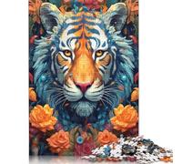 Tiger Ornamental Portrait Puzzle Jigsaws 1000 Pieces for Adults Wooden Puzzles Family Fun Jigsaws Puzzles 1000pcs (75x50cm)