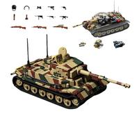 Tiger (P) Tank Building Blocks Set, 1:28 Scale WWII German Heavy Tank Model, 1656 Pieces Collectible War Army Vehicle Weapons Brick Kit with Interior & Weapons, Ideas Gifts for Adults & Teens