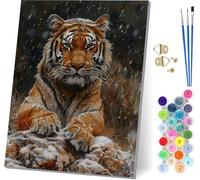 Tiger Paint by Numbers for Adults, Animal Paint by Numbers Kits On Canvas, Easy DIY Color Oil Painting Acrylic Paints with Brushes, Hobbies for Adults Women, Home Wall Decor Gifts 16x20 inch 1-9458