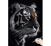 Tiger Paint by Numbers for Adults Animals Painting by Numbers for Aadults Kids, Canvas Oil Paintings with Acrylic Pigment Kits Hobbies for Adults Women for Christmas Decorations Gifts 30x40cm J-15